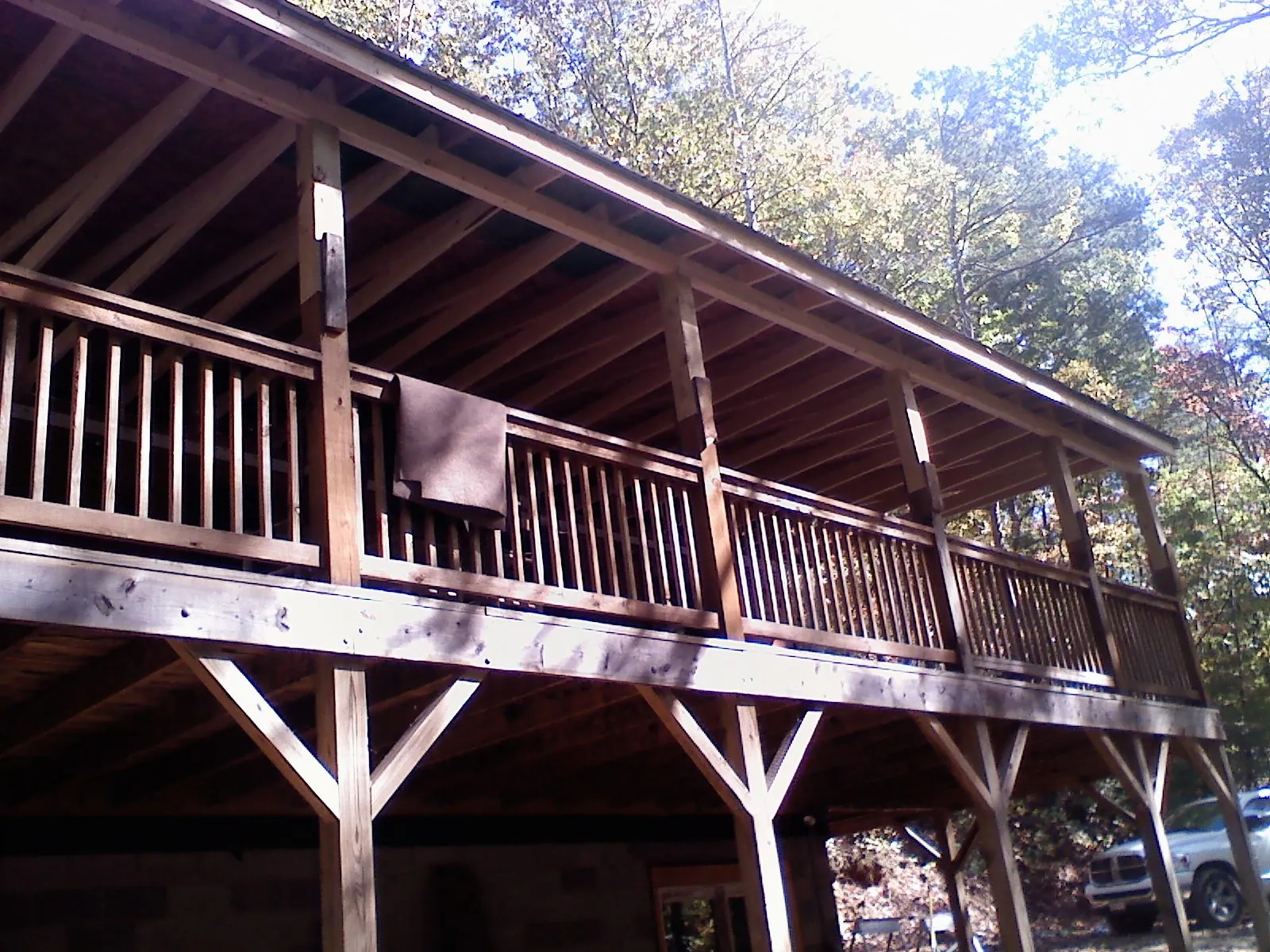 Timber framing under a new elevated porch and deck — Roof Leak Repair in Liberty Hill by Roofing Brothers